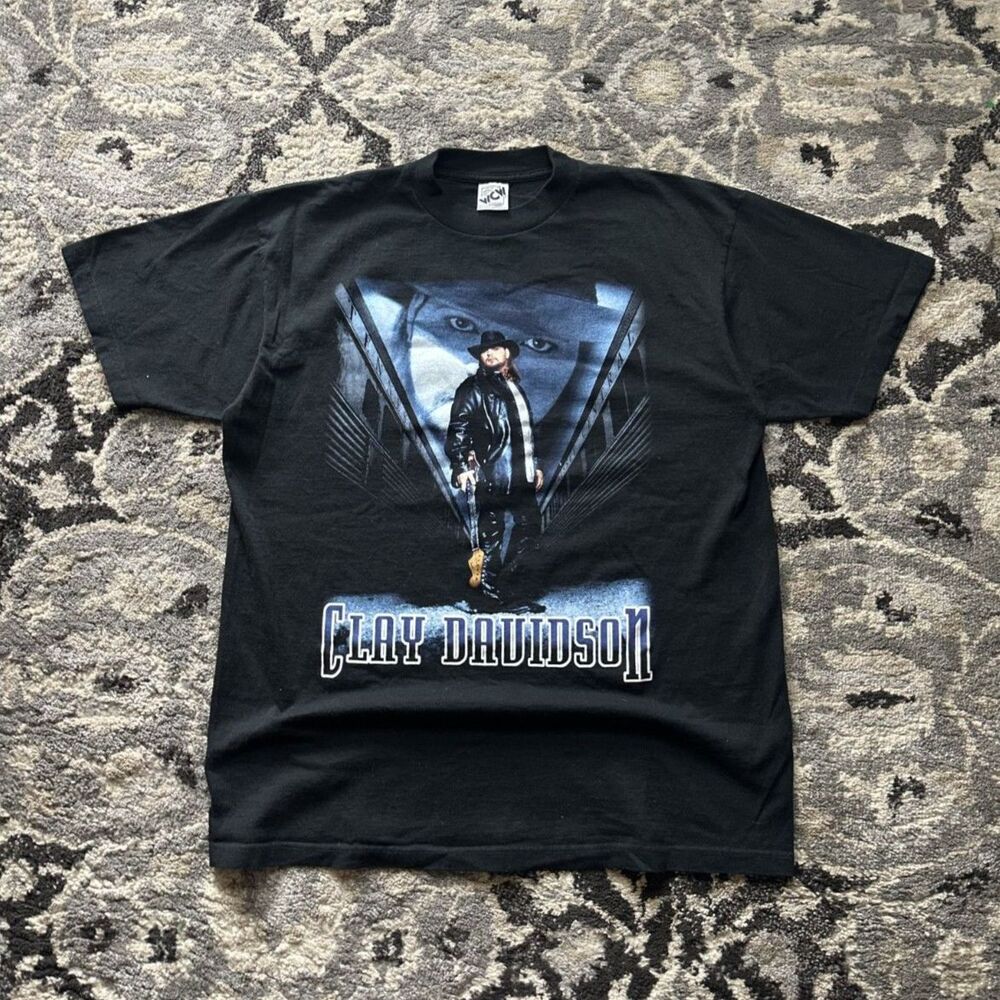 Vintage 90s WCW clay davidson Black t-shirt size XL
